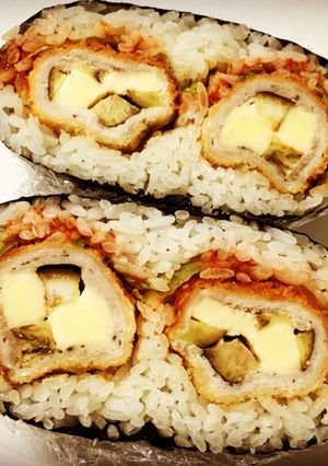 茄子とチーズの肉巻きおにぎらず♪-レシピのメイン写真