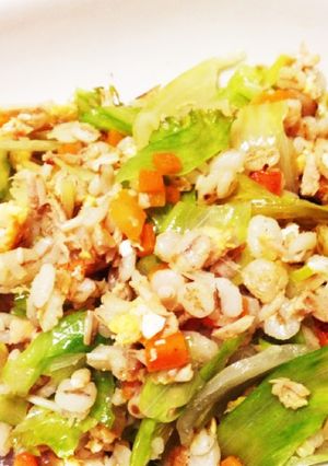 ゆで大麦でツナレタスチャーハン-レシピのメイン写真