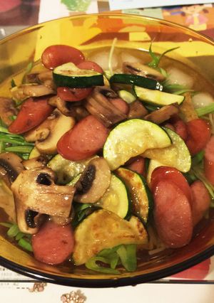 ズッキーニと空芯菜の冷そうめん-レシピのメイン写真