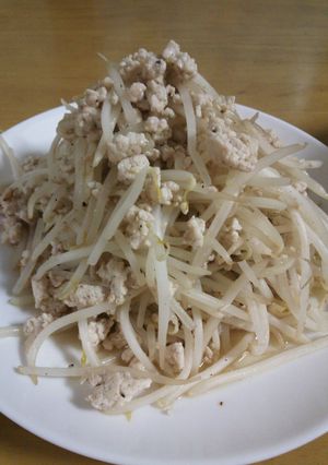 おつまみにも♪鶏ミンチともやしの炒めもの-レシピのメイン写真