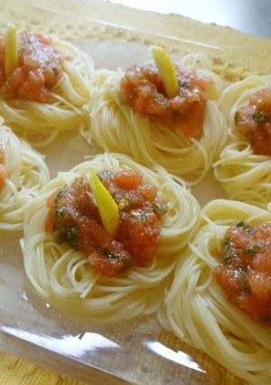 ツルツルっと♪トマト明太子の冷たいパスタ-レシピのメイン写真