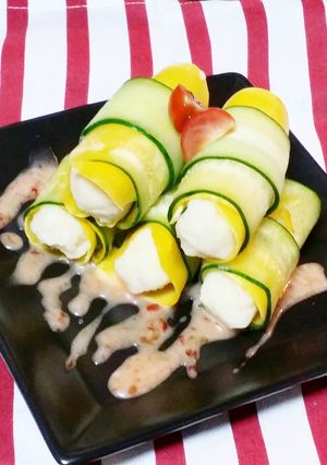 コリンキーと胡瓜のクリームポテト巻き前菜-レシピのメイン写真