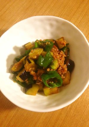 甘長唐辛子と茄子の肉味噌炒め-レシピのメイン写真