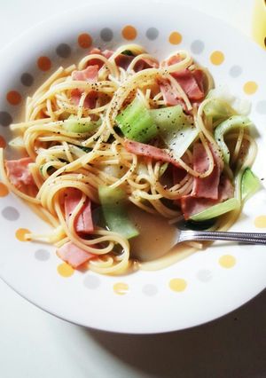 フライパンで★青梗菜のバタースープパスタ-レシピのメイン写真