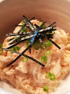 白滝で鮭明太クリームパスタ-レシピのメイン写真