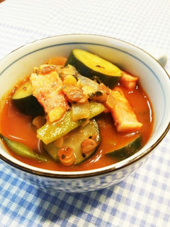 夏★ズッキーニ&いんげんのトマトスープ♪-レシピのメイン写真