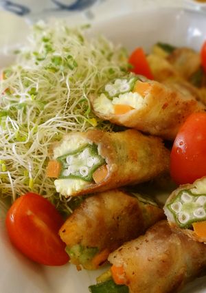 彩り夏野菜のくるくる豚バラ巻き-レシピのメイン写真
