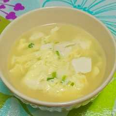 รูปของ ほっこり♡くずし豆腐と卵のスープ