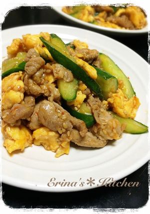 旬☆胡瓜と豚肉と玉子のピリ辛スタミナ炒め-レシピのメイン写真
