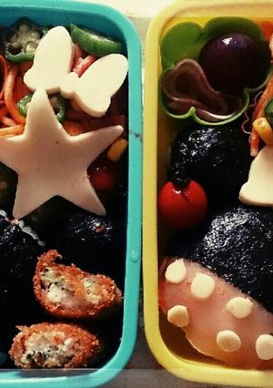 簡単☆ミッキー&ミニー☆キャラ弁-レシピのメイン写真