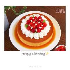 รูปของ 昔ながらの濃厚焼きプリンでお誕生日ケーキ