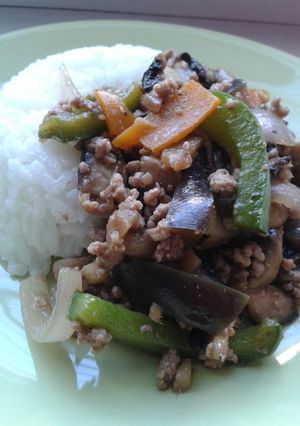 ピリ辛な茄子きのこスペシャル丼-レシピのメイン写真
