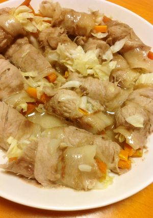 電子レンジでキャベツと人参の肉巻き-レシピのメイン写真