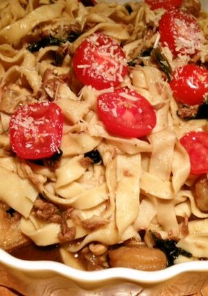 手作りパスタにエビとツナ入り味噌ソース-レシピのメイン写真