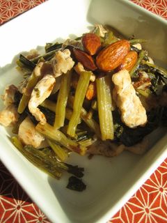 アーモンドと野沢菜漬けと豚肉の炒め物-レシピのメイン写真