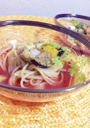 簡単！トマトの冷製パスタ　ガスパチョ風-レシピのメイン写真
