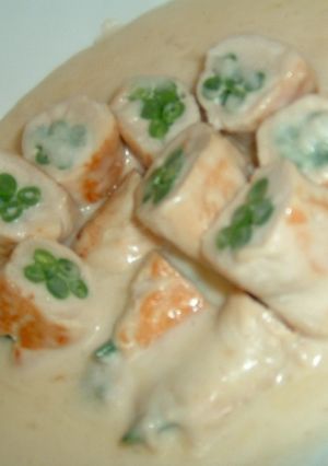 鶏ササミいんげん巻き♪チーズソース煮-レシピのメイン写真