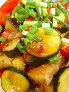 肉巻き高野豆腐と夏野菜のピリ辛甘酢炒め-レシピのメイン写真