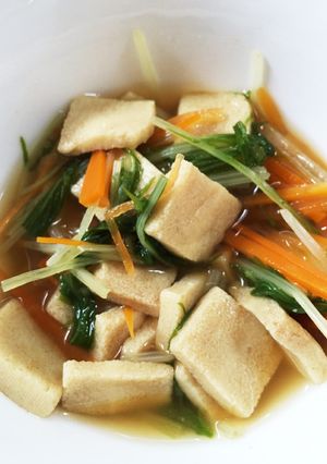 高野豆腐とにんじんと水菜の煮物-レシピのメイン写真