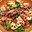 簡単♩蓮根、ししとう、エリンギの牛肉炒め
