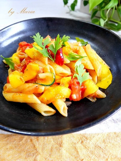 コリンキーと夏野菜のペンネアラビアータ-レシピのメイン写真