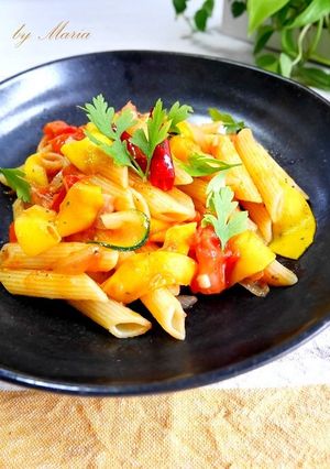 コリンキーと夏野菜のペンネアラビアータ-レシピのメイン写真