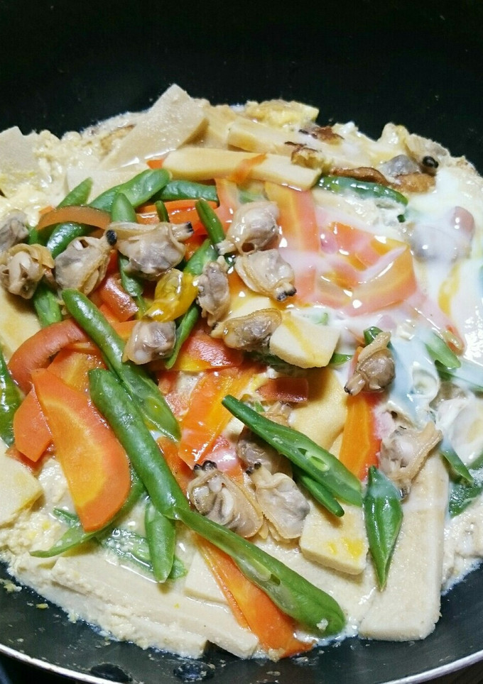 簡単☆高野豆腐とあさりの卵とじ-レシピのメイン写真
