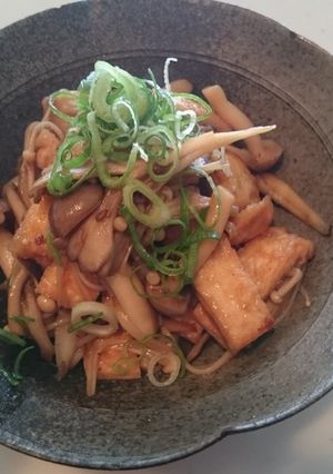 油揚げとキノコの焼肉風味炒め!-レシピのメイン写真