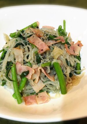 春菊としらたきのペペロンチーノ風-レシピのメイン写真
