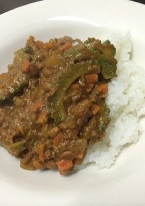 ゴーヤと納豆のキーマカレー-レシピのメイン写真
