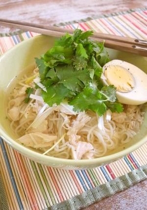 ノンオイル。鶏塩ネギパクチーそうめん-レシピのメイン写真