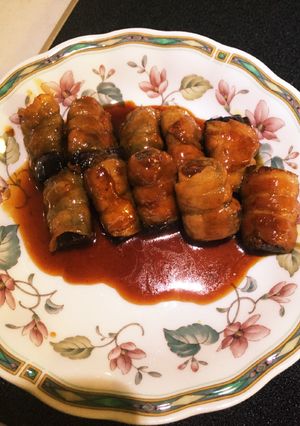 ナスの薄切り豚バラ巻き 照り焼き風-レシピのメイン写真