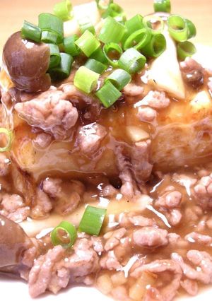 フライパンで揚げだし豆腐のそぼろあんかけ-レシピのメイン写真