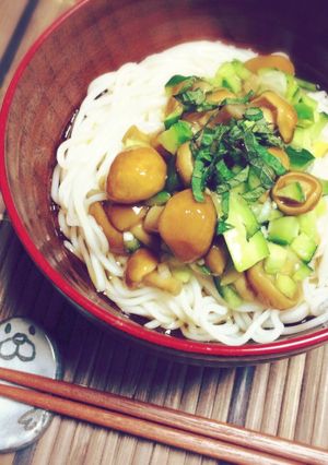 清涼なめこときゅうりのダシそうめん-レシピのメイン写真