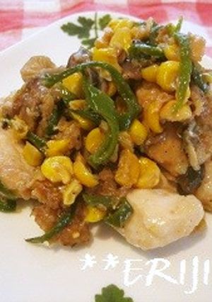 鶏むねとうもろこしピーマンの炒め物～♪♪-レシピのメイン写真