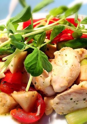 鶏ササミとアスパラの塩中華炒め-レシピのメイン写真