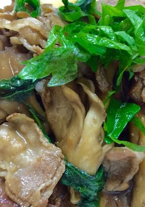 酢と醤油だけのさっぱりしそ豚バラ舞茸炒め-レシピのメイン写真
