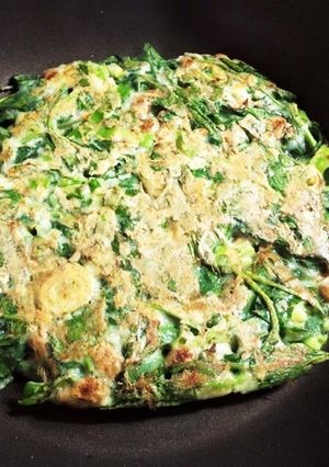 ヘルシーな粉もの！？モロヘイヤ納豆焼き-レシピのメイン写真