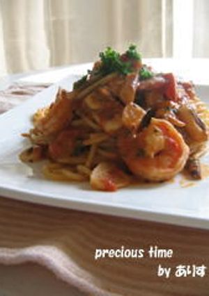 えびとイカのトマトパスタ-レシピのメイン写真