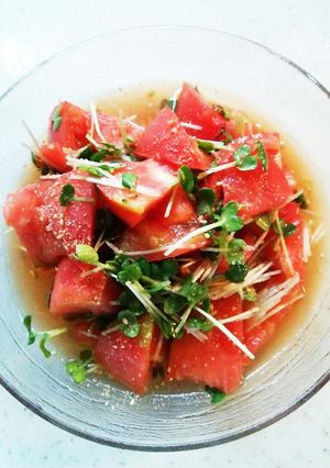 トマト甘酢サラダ(かいわれ～ごま油)-レシピのメイン写真