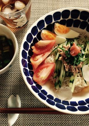 梅肉としそとシーチキンのぶっかけ素麺。-レシピのメイン写真
