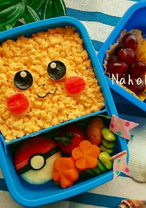 炒り卵deオム風❤ピカチュウ キャラ弁-レシピのメイン写真