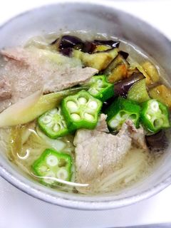 なすとオクラのみぞれそうめん-レシピのメイン写真