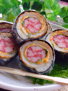 カニカマ大葉チーズの竹輪海苔巻き天♡-レシピのメイン写真