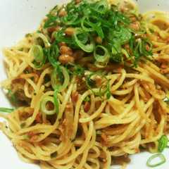 水戸の休日（炒め納豆パスタ）-レシピのメイン写真
