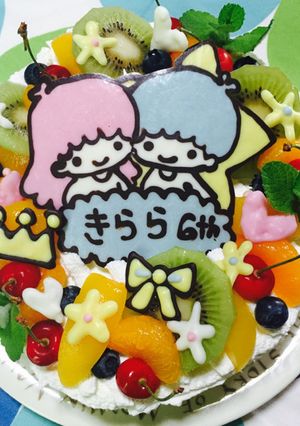 キキララ誕生日キャラケーキ（バナナケーキ-レシピのメイン写真
