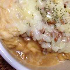 รูปของ レンチンで手軽に！厚揚げ納豆チーズ