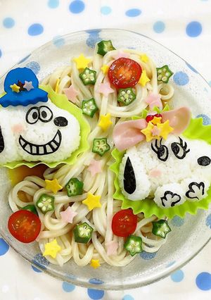 スヌーピー彦星&ベル織姫七夕冷やしうどん-レシピのメイン写真