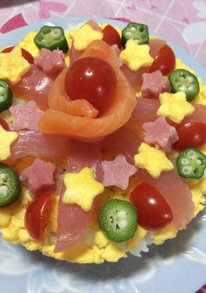 キラキラ★ひな祭り★七夕★星★寿司ケーキ-レシピのメイン写真