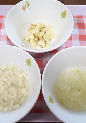 ＊離乳食中期＊煮込うどん･玉葱だし煮給食-レシピのメイン写真